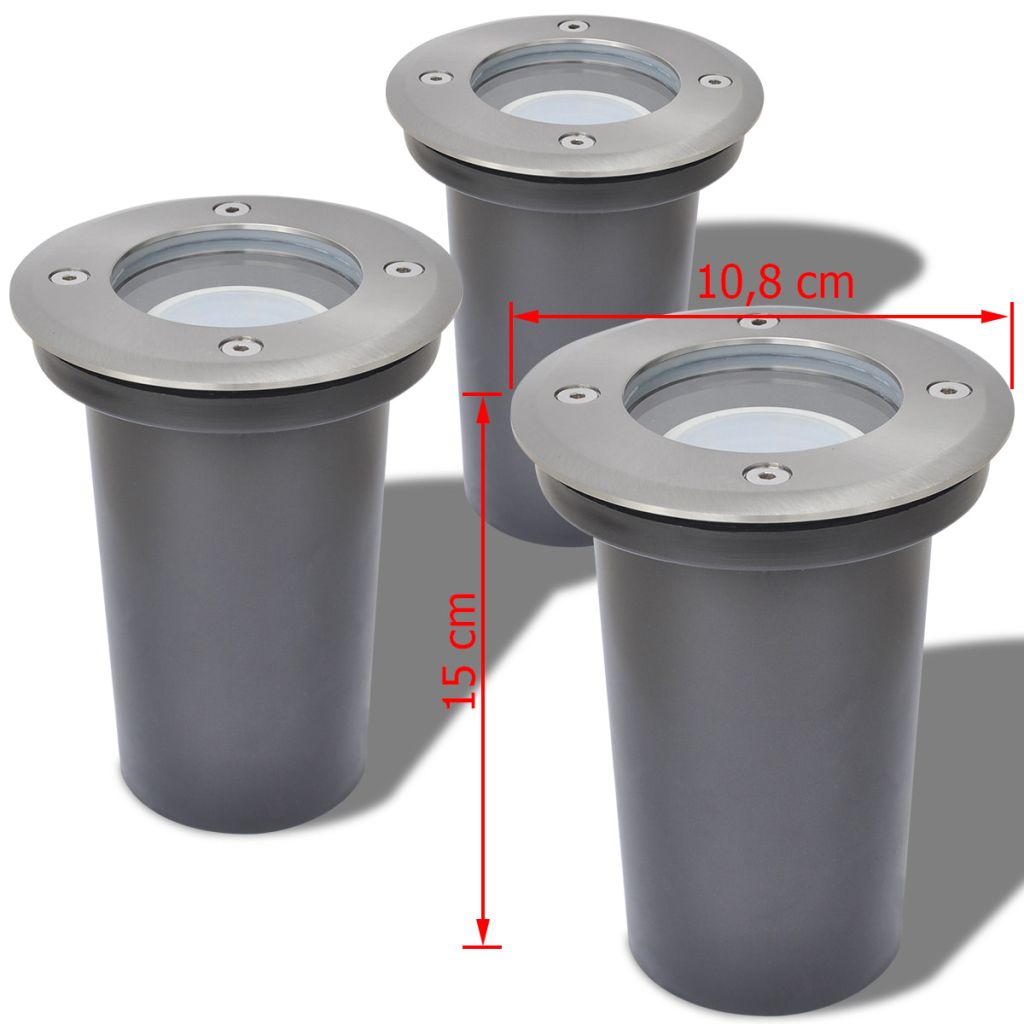 Vidaxl 3x Lampes Led Encastrable Au Sol Dexterieur Rond Piscine Jardin Allee 42412