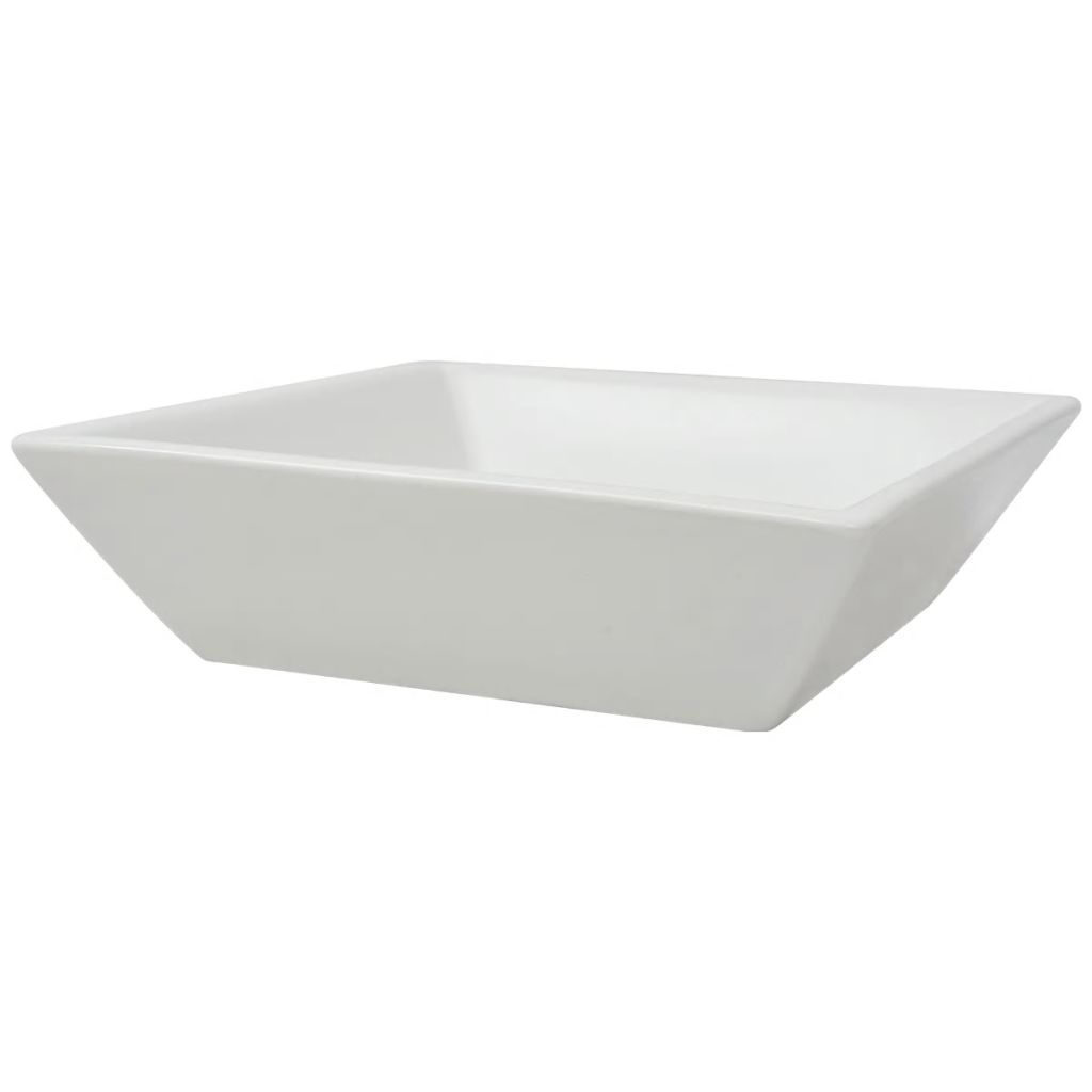 Vidaxl Lavabo Carree Ceramique Blanc 415x415x12 Cm Vasque A Poser Salle Bain 142344