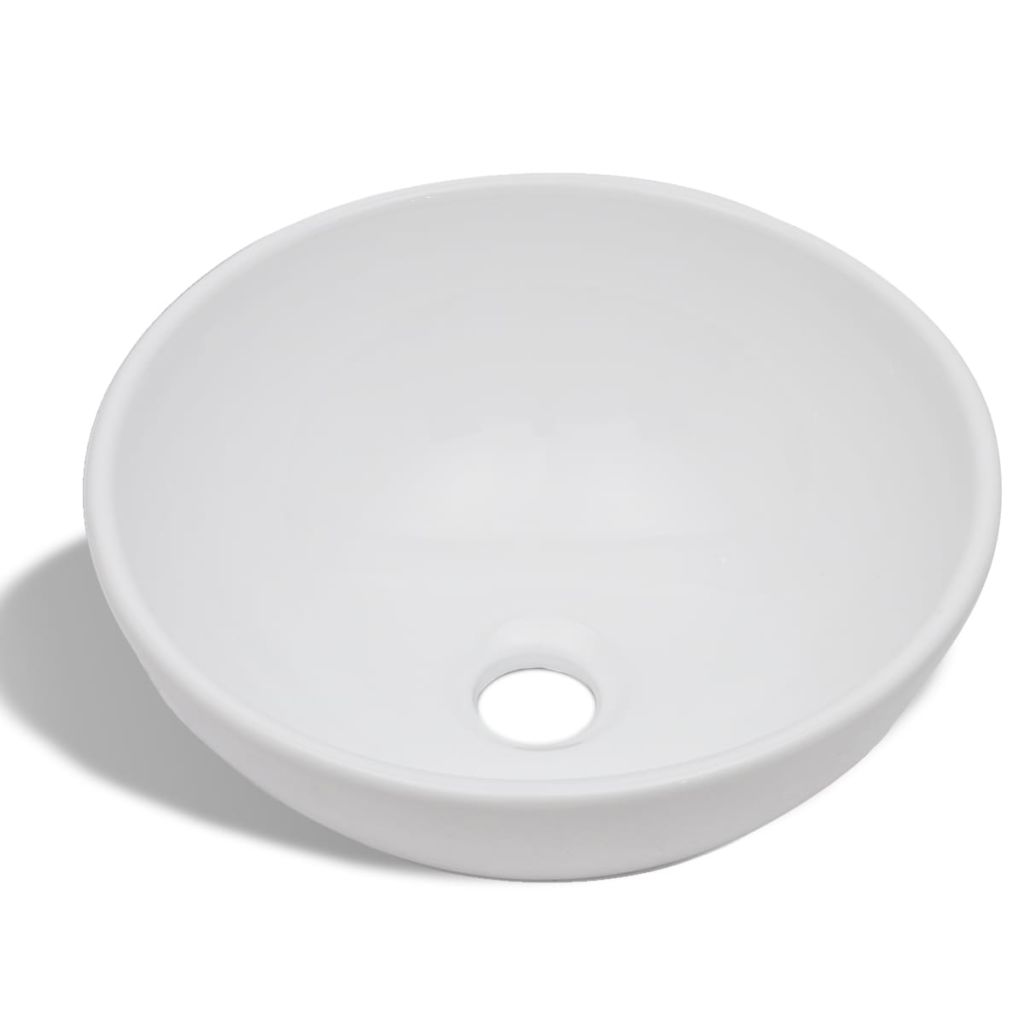 vidaXL Lavabo de salle de bain Ceramique Rond Blanc