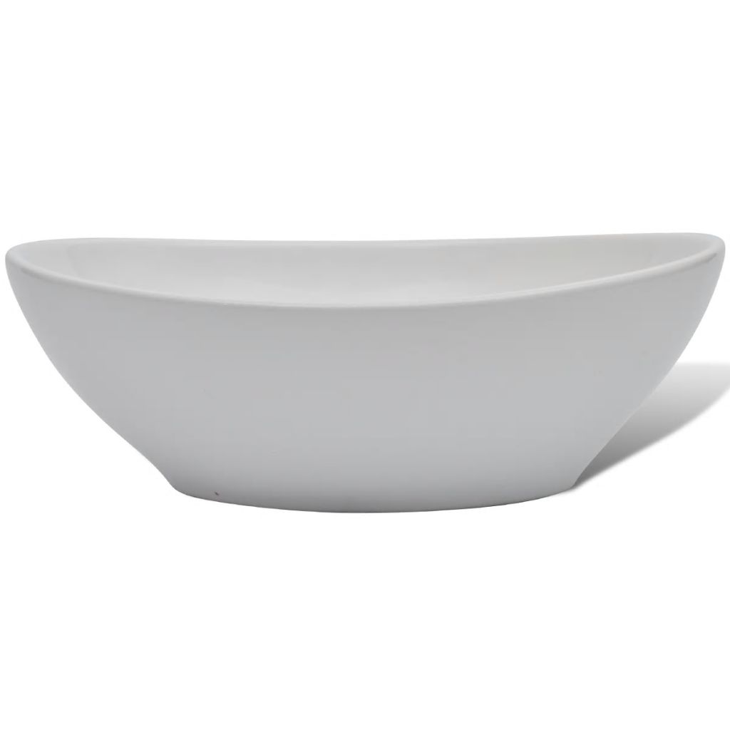 Vidaxl Lavabo En Forme Ovale Ceramique Blanc Lave Mains Vasque Salle De Bain 140674