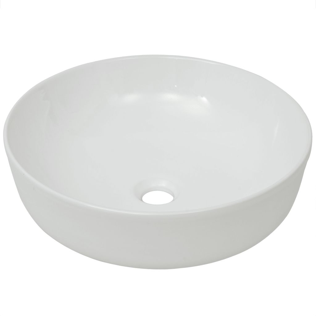 Vidaxl Lavabo Ronde Ceramique Blanc 415 X 135 Cm