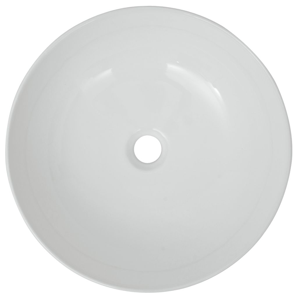 Vidaxl Lavabo Ronde Ceramique Blanc 415 X 135 Cm