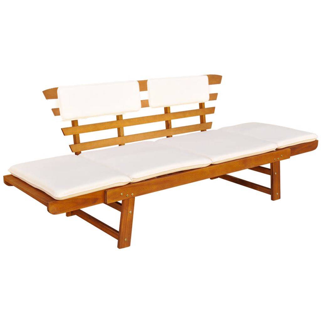Banc De Jardin Avec Coussins 2 En 1 Bois 190 X 68 X 74 Cm