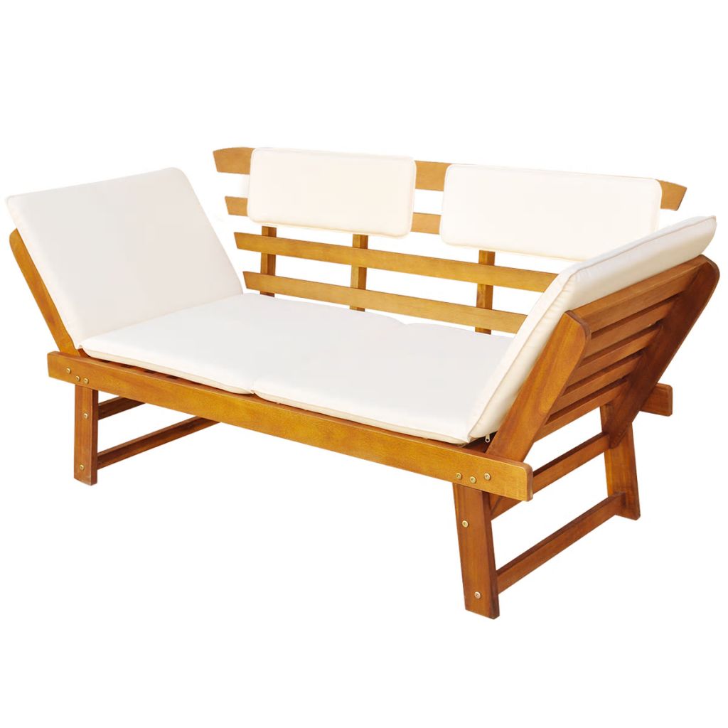Banc De Jardin Avec Coussins 2 En 1 Bois 190 X 68 X 74 Cm