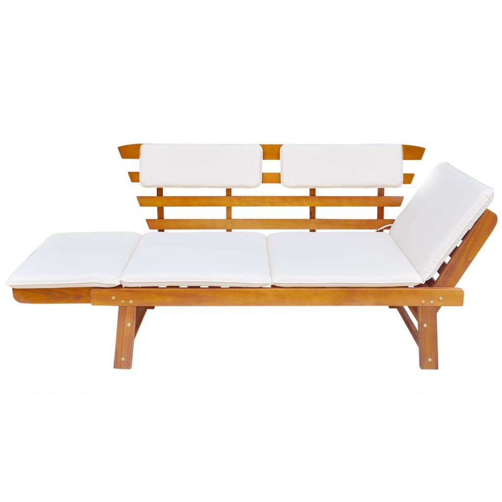 Banc De Jardin Avec Coussins 2 En 1 Bois 190 X 68 X 74 Cm