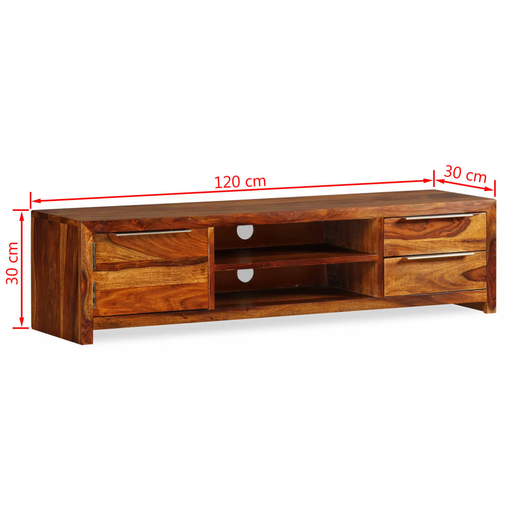 Vidaxl Bois Massif De Sesham Meuble Tv Armoire Basse Divertissement Salon 243945