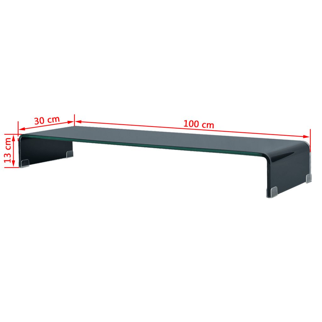 Vidaxl Meuble Tv Support Pour Moniteur 100 X 30 X 13 Cm Verre Noir