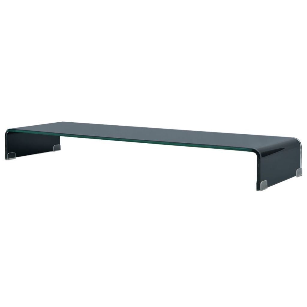 Vidaxl Meuble Tv Support Pour Moniteur 110 X 30 X 13 Cm Verre Noir