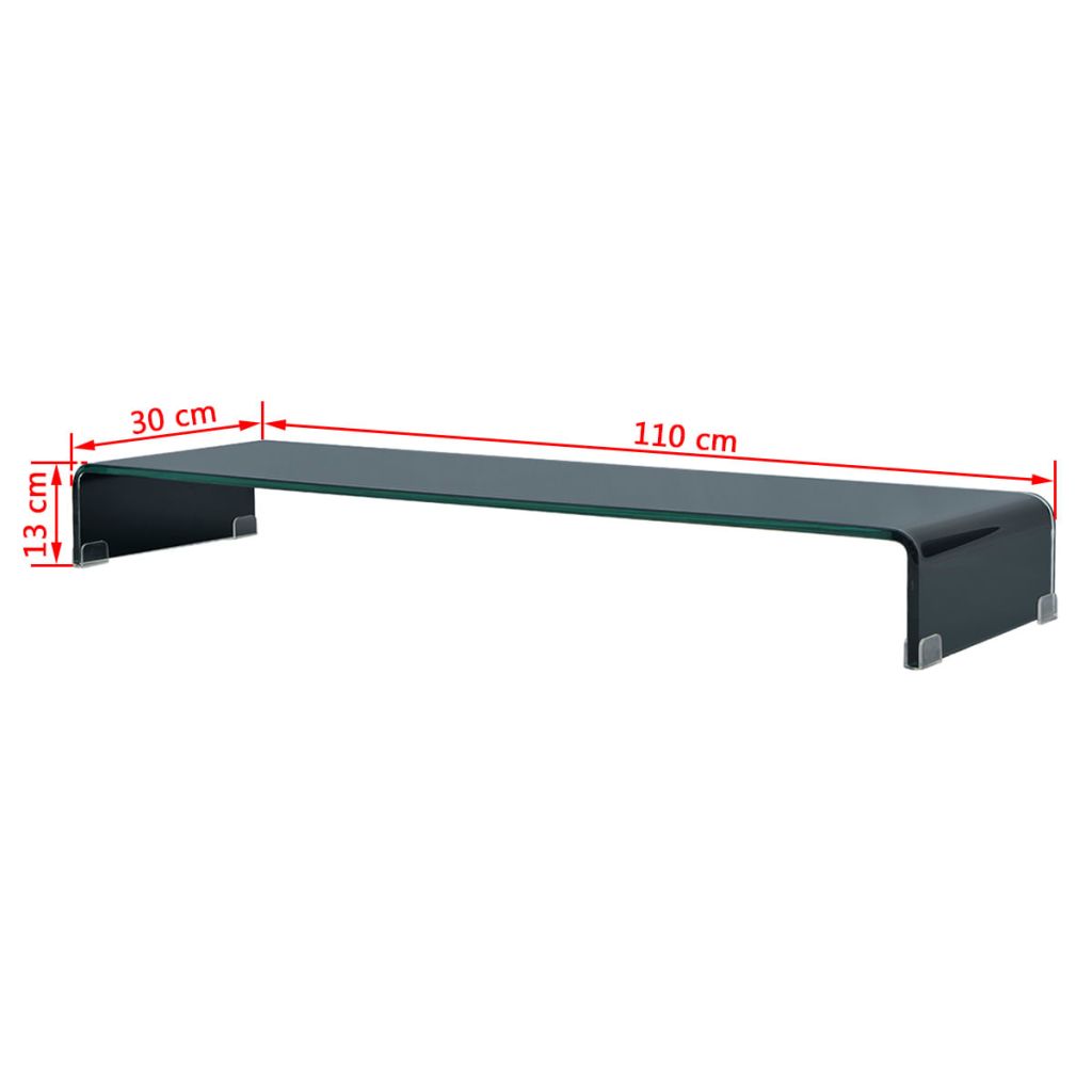 Vidaxl Meuble Tv Support Pour Moniteur 110 X 30 X 13 Cm Verre Noir