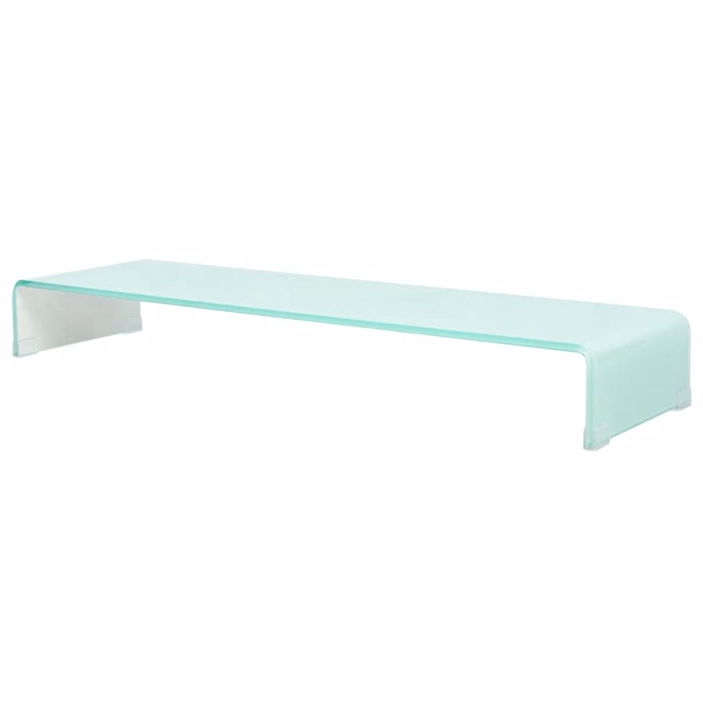 Vidaxl Meuble Tv Support Pour Moniteur 100 X 30 X 13 Cm Verre Blanc