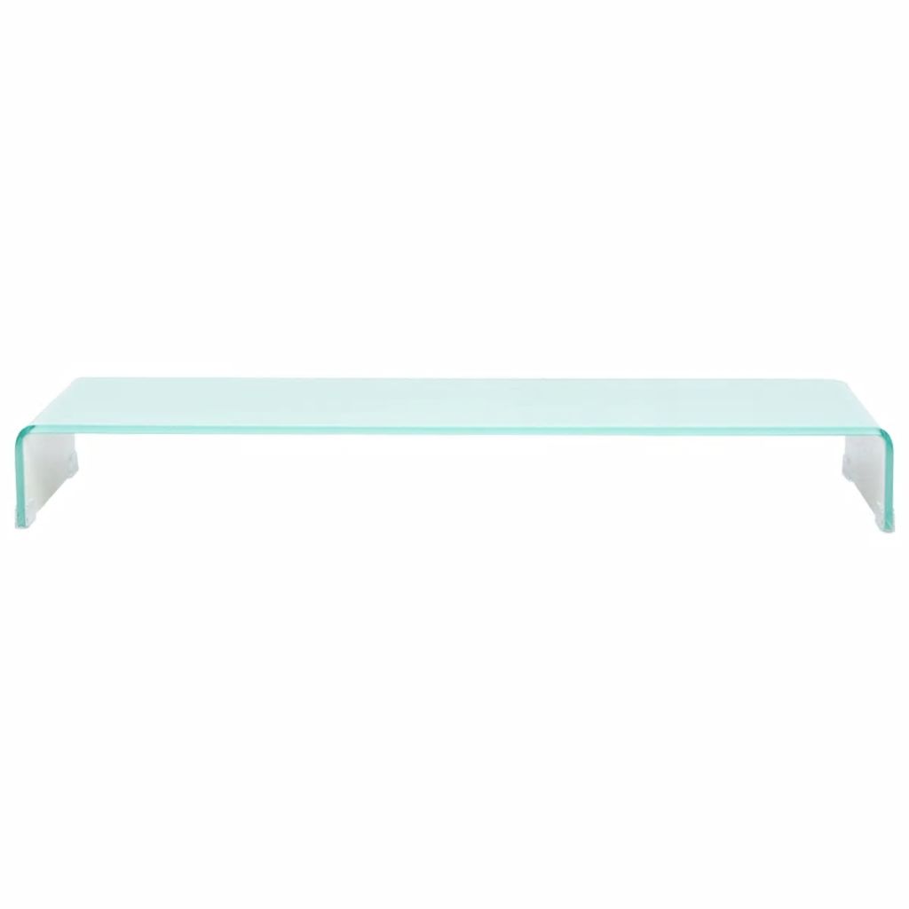 vidaXL Meuble TV Support pour moniteur 100 x 30 x 13 cm Verre Blanc