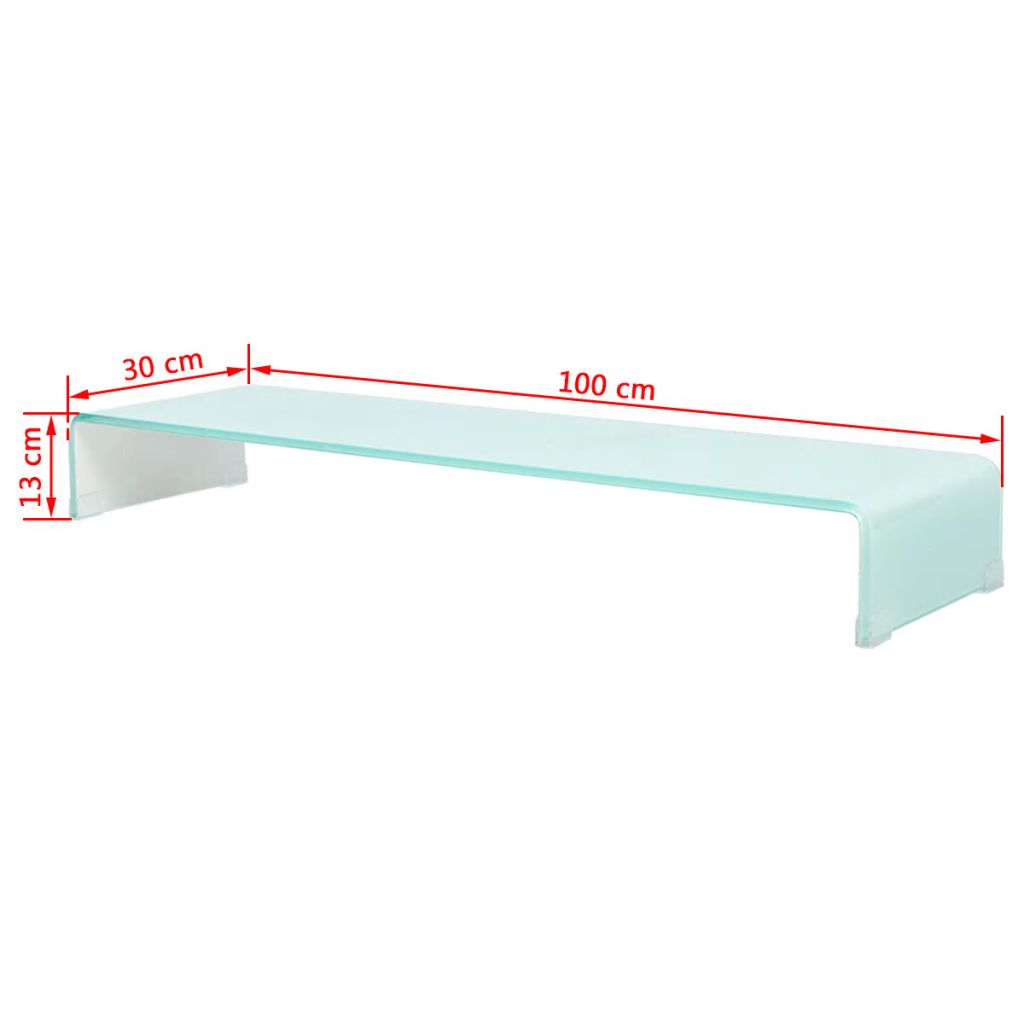 Vidaxl Meuble Tv Support Pour Moniteur 100 X 30 X 13 Cm Verre Blanc