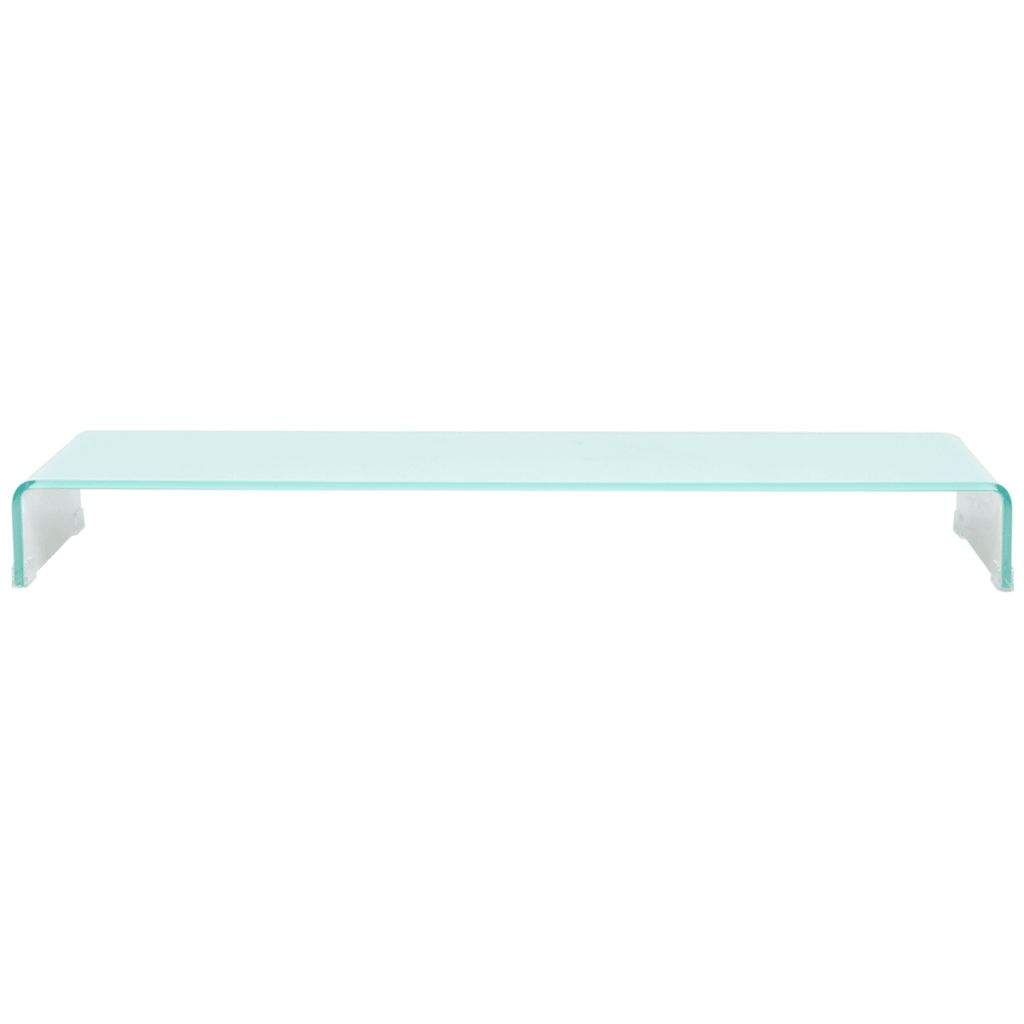 vidaXL Meuble TV Support pour moniteur 110 x 30 x 13 cm Verre Blanc