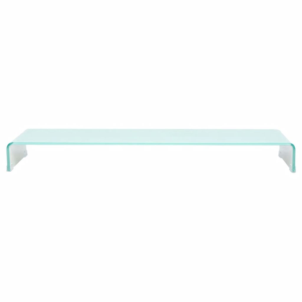 vidaXL Meuble TV Support pour moniteur 120 x 30 x 13 cm Verre Blanc