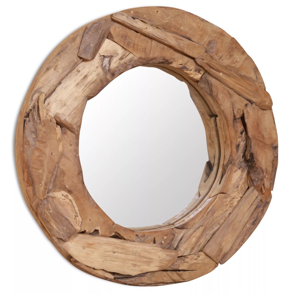 Vidaxl Miroir Decoratif Teck 60 Cm Rond