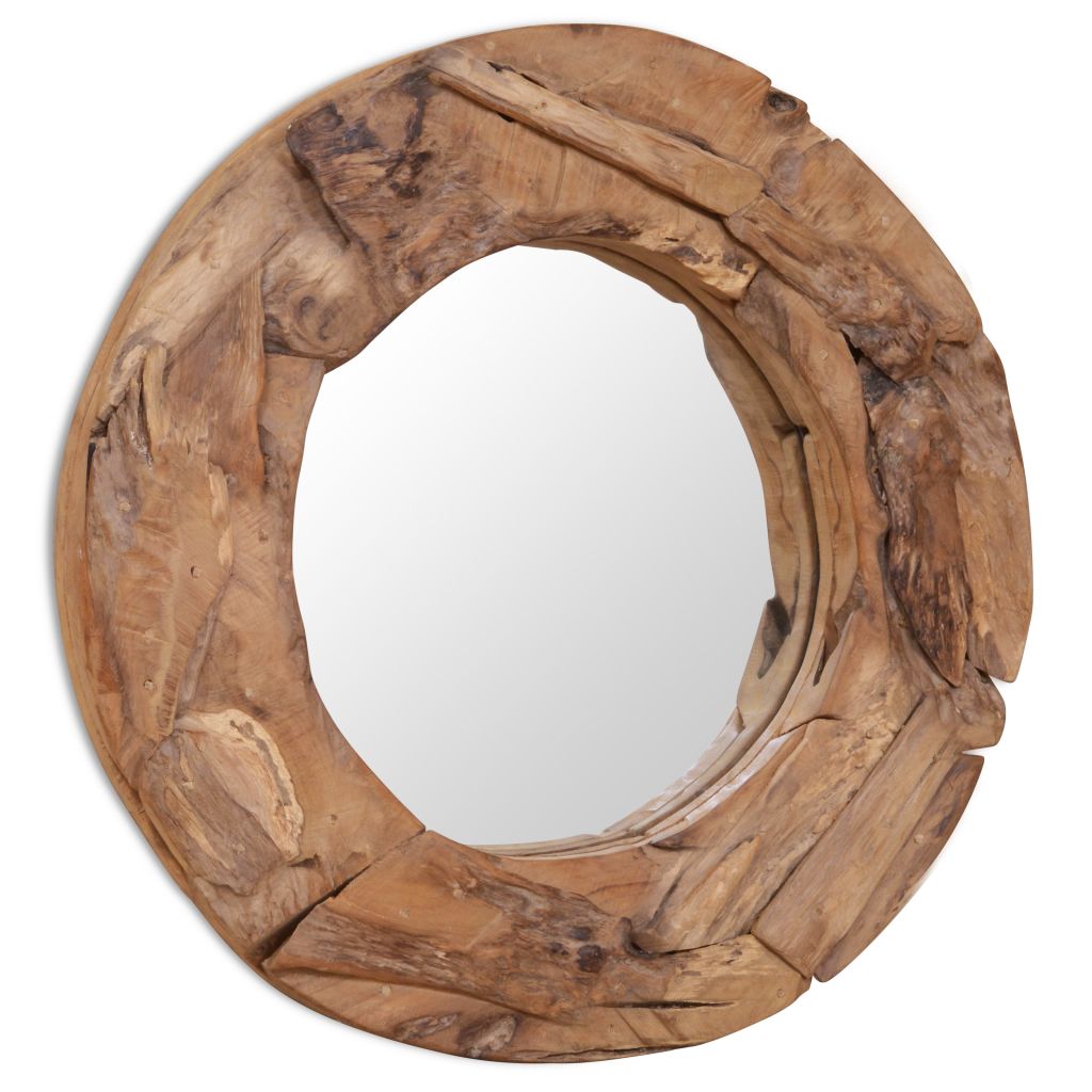 Vidaxl Miroir Decoratif Teck 60 Cm Rond