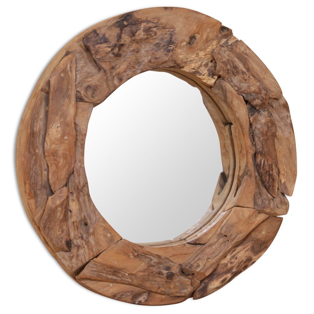 Vidaxl Miroir Decoratif Teck 60 Cm Rond