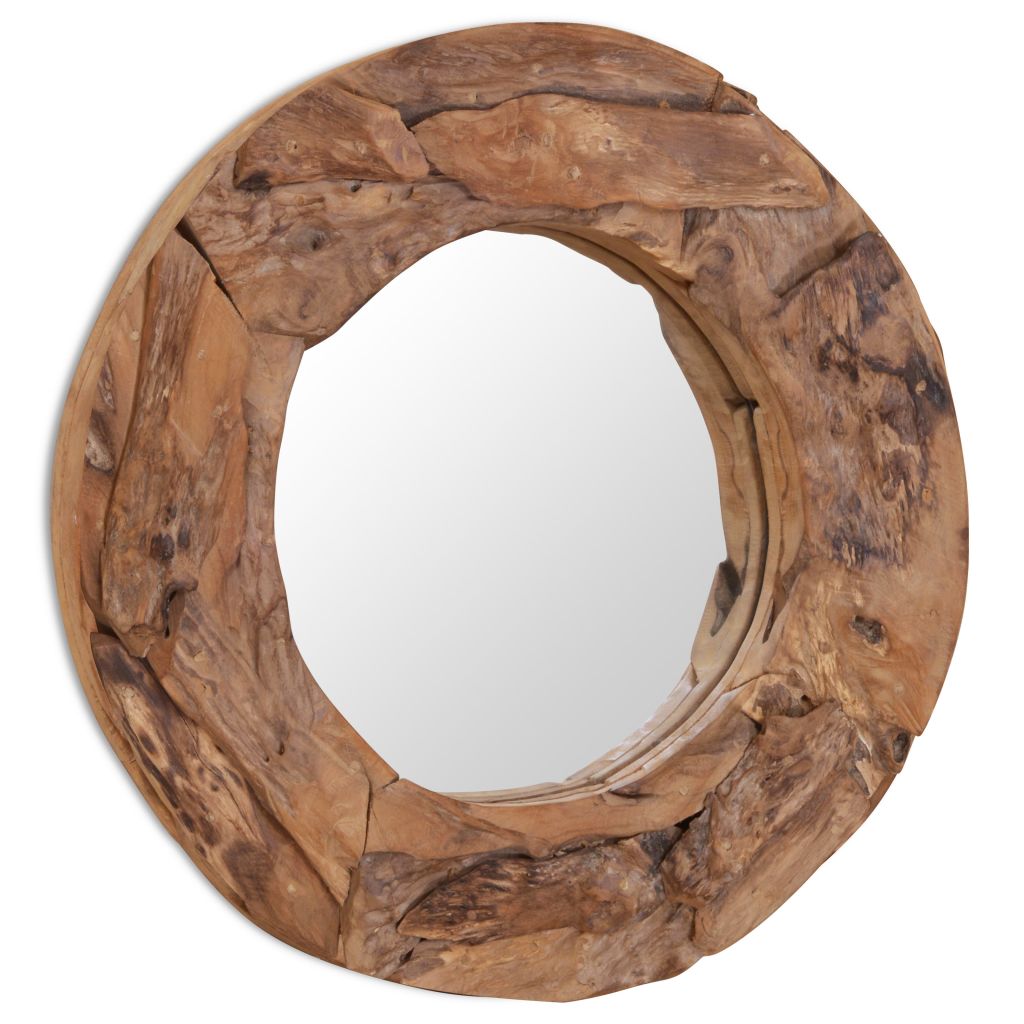 Vidaxl Miroir Decoratif Teck 60 Cm Rond