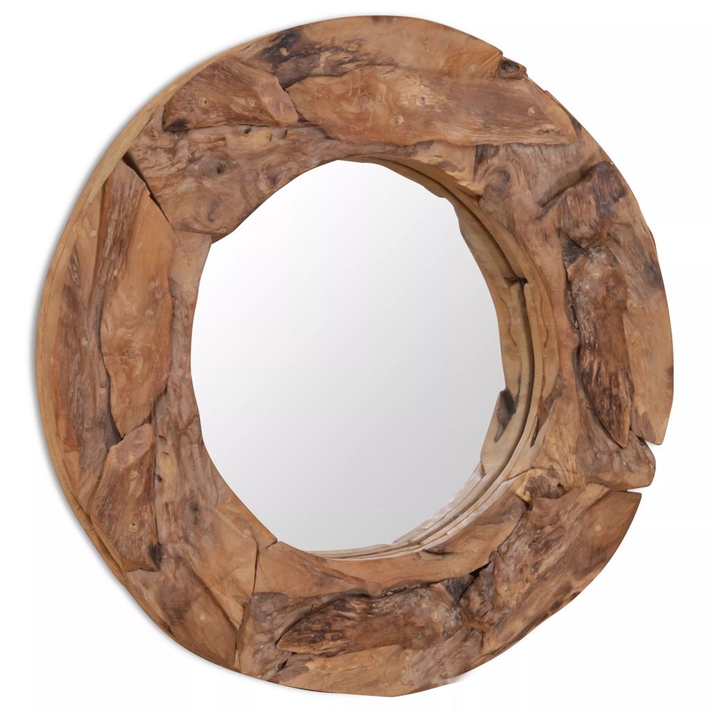 Vidaxl Miroir Decoratif Teck 60 Cm Rond