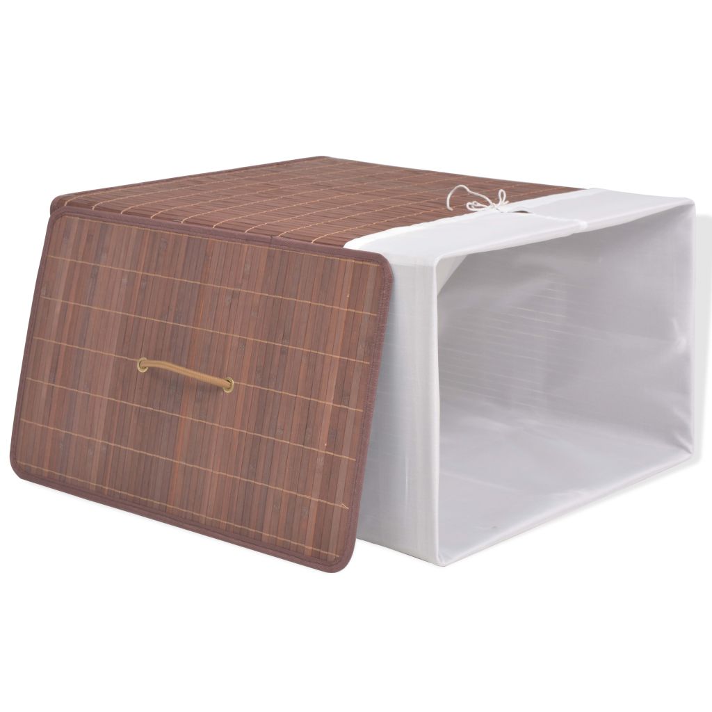 Vidaxl Panier A Linge Rectangulaire Bambou Marron