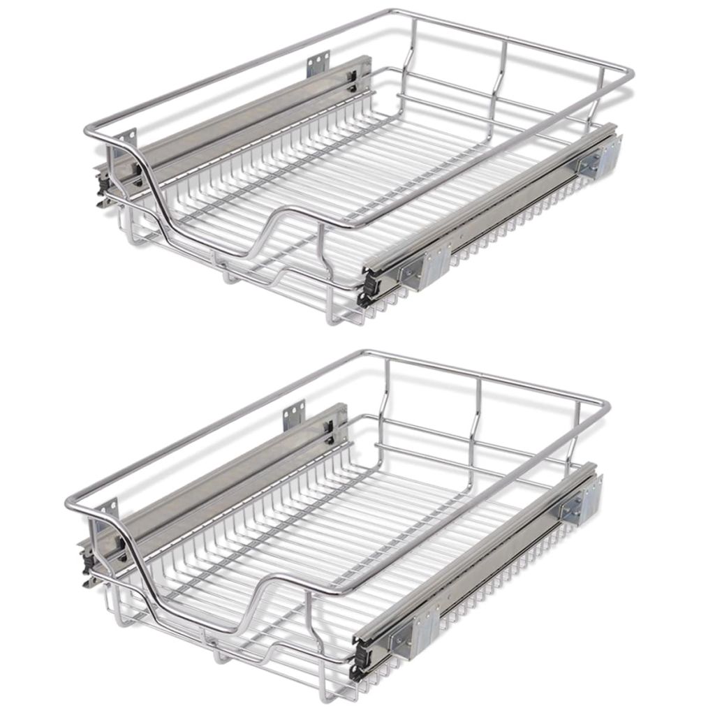 vidaXL Panier en treillis metallique 2 pcs 400 mm Argente
