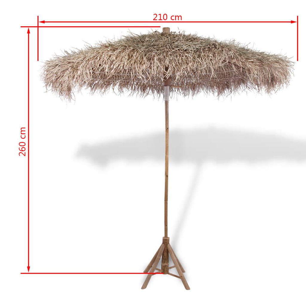 Vidaxl Parasol En Bambou Avec Toit En Feuille De Bananier 210 Cm 43160