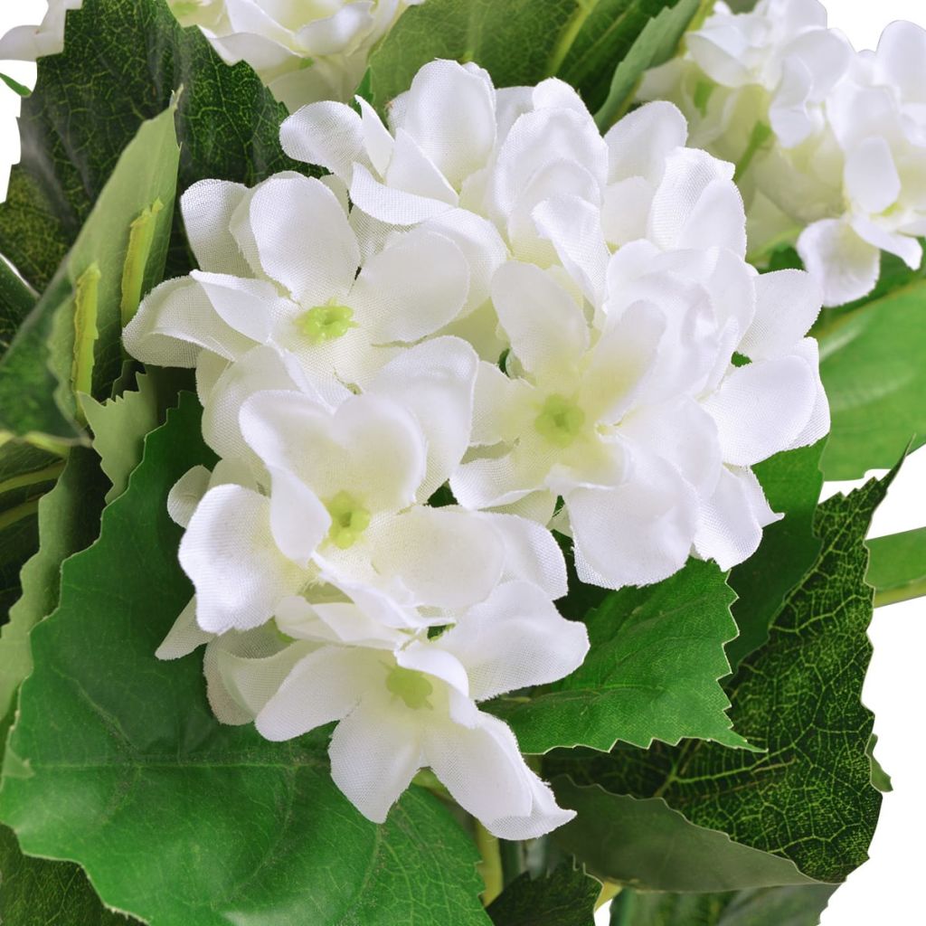 vidaxl Plante hortensia artificielle avec pot 60 cm Blanc VIDAXL