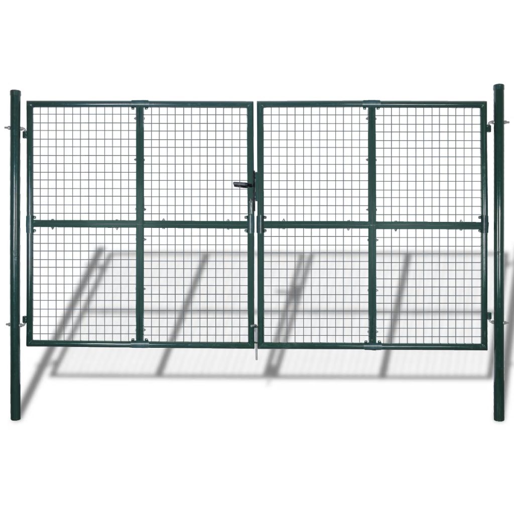 Portail De Cloture Double En Acier Laque Vidaxl 306x200cm Vert Ajoure Battant