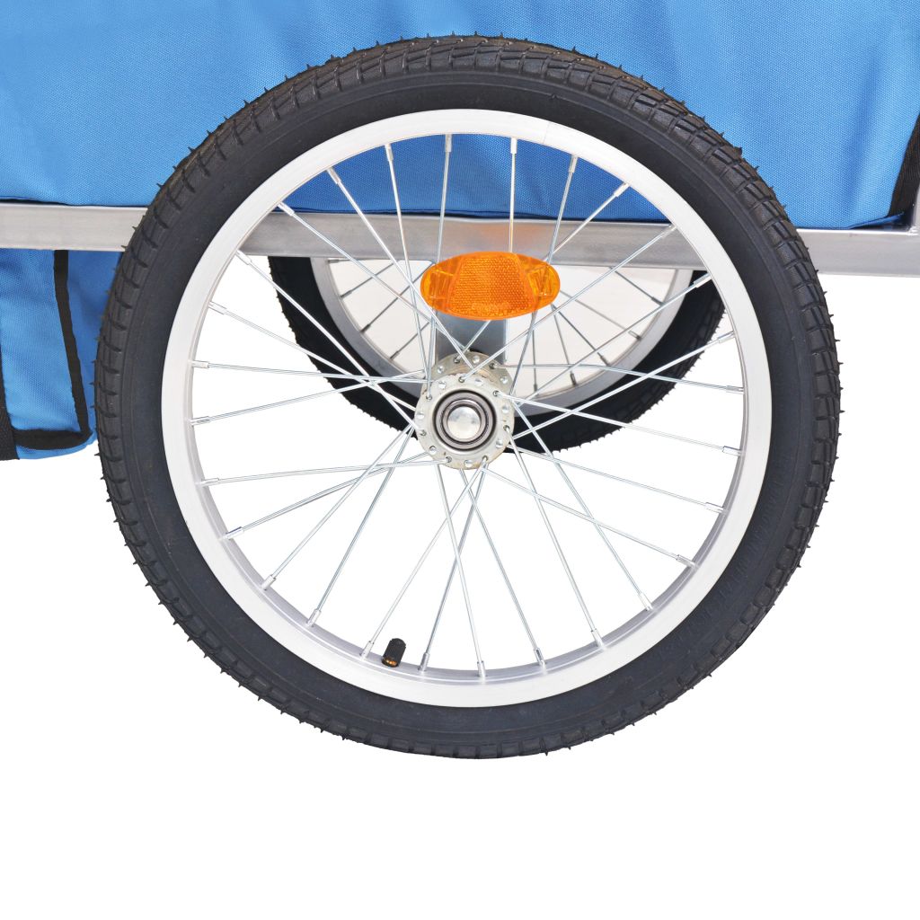 Remorque De Velo Pour Enfants Vidaxl Gris Et Bleu 30 Kg Harnais De Securite 5 Points Acier Robuste
