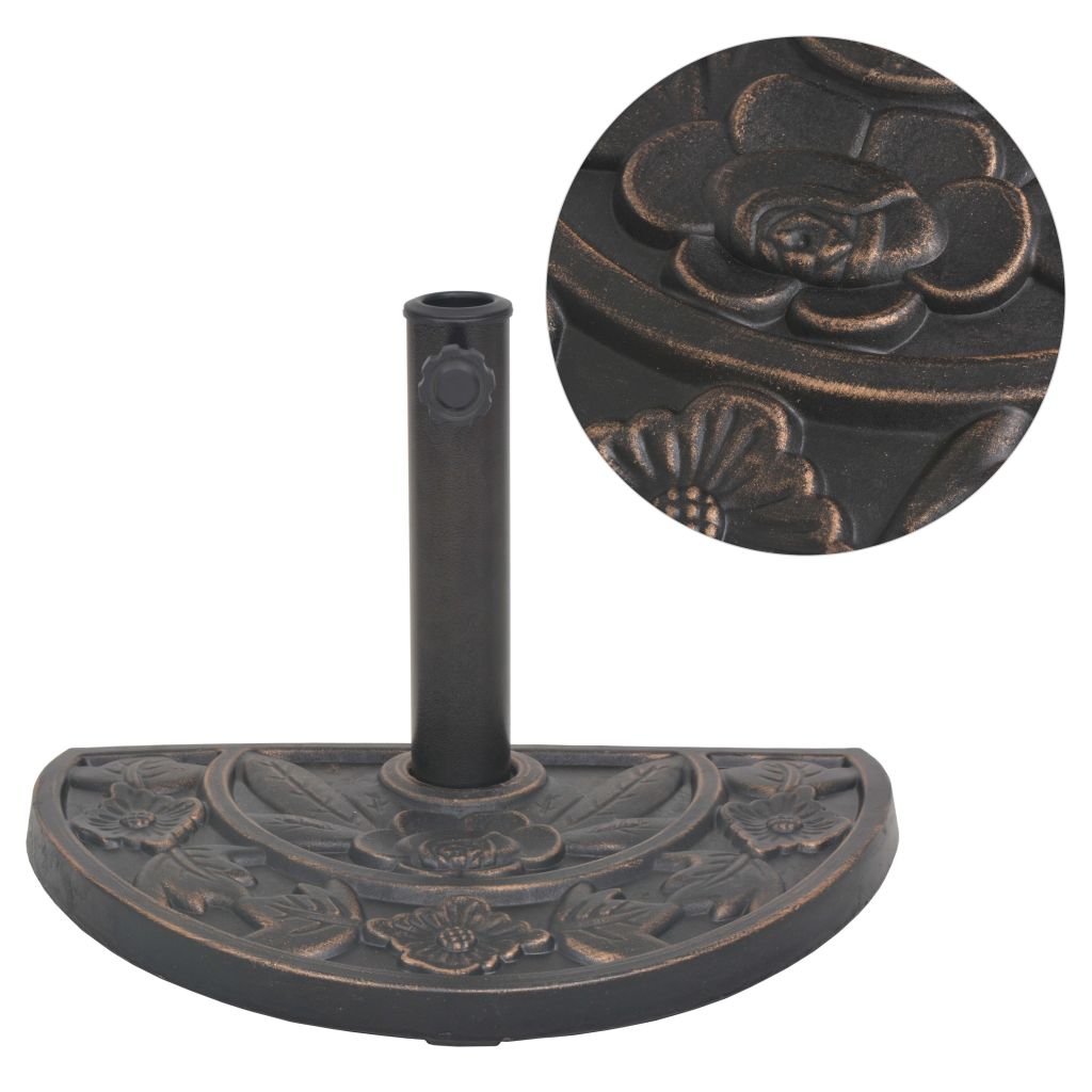 Vidaxl Socle De Parasol En Resine Demi-cercle Bronze 9 Kg