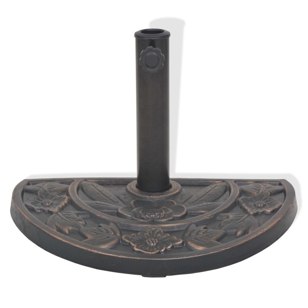 Vidaxl Socle De Parasol En Resine Demi-cercle Bronze 9 Kg