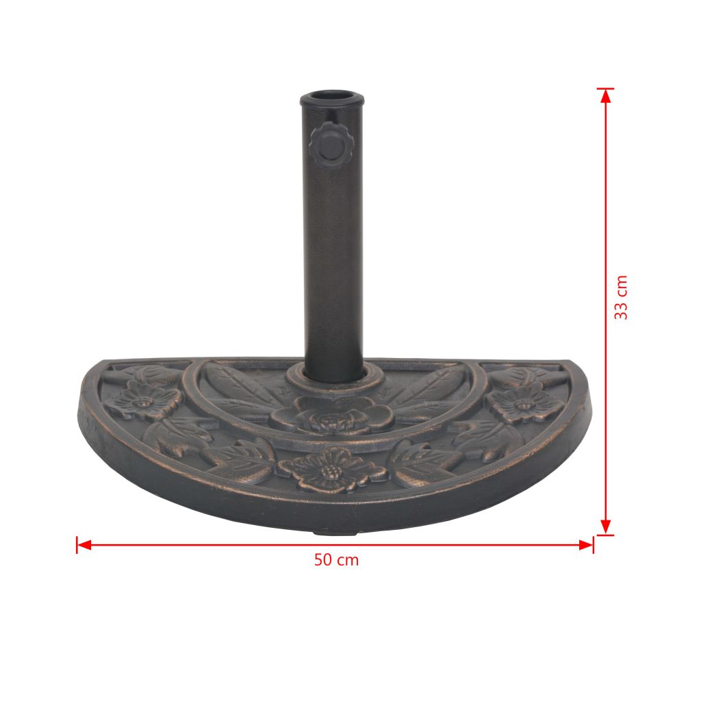 Vidaxl Socle De Parasol En Resine Demi-cercle Bronze 9 Kg