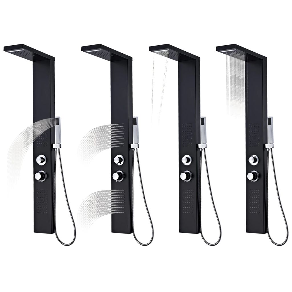 vidaXL Systeme de panneau de douche Aluminium Mat Noir