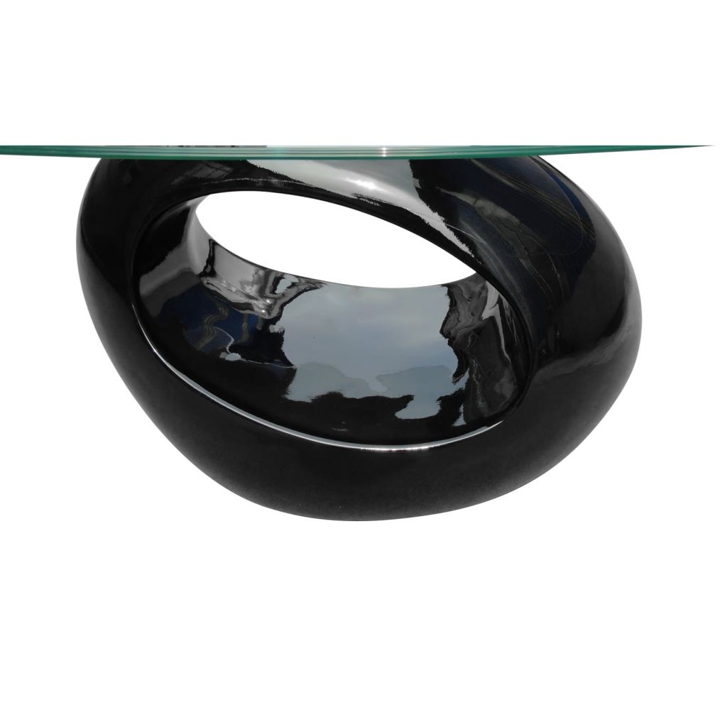 Vidaxl Table Basse Avec Dessus De Table En Verre Ovale Noir Brillant 240319