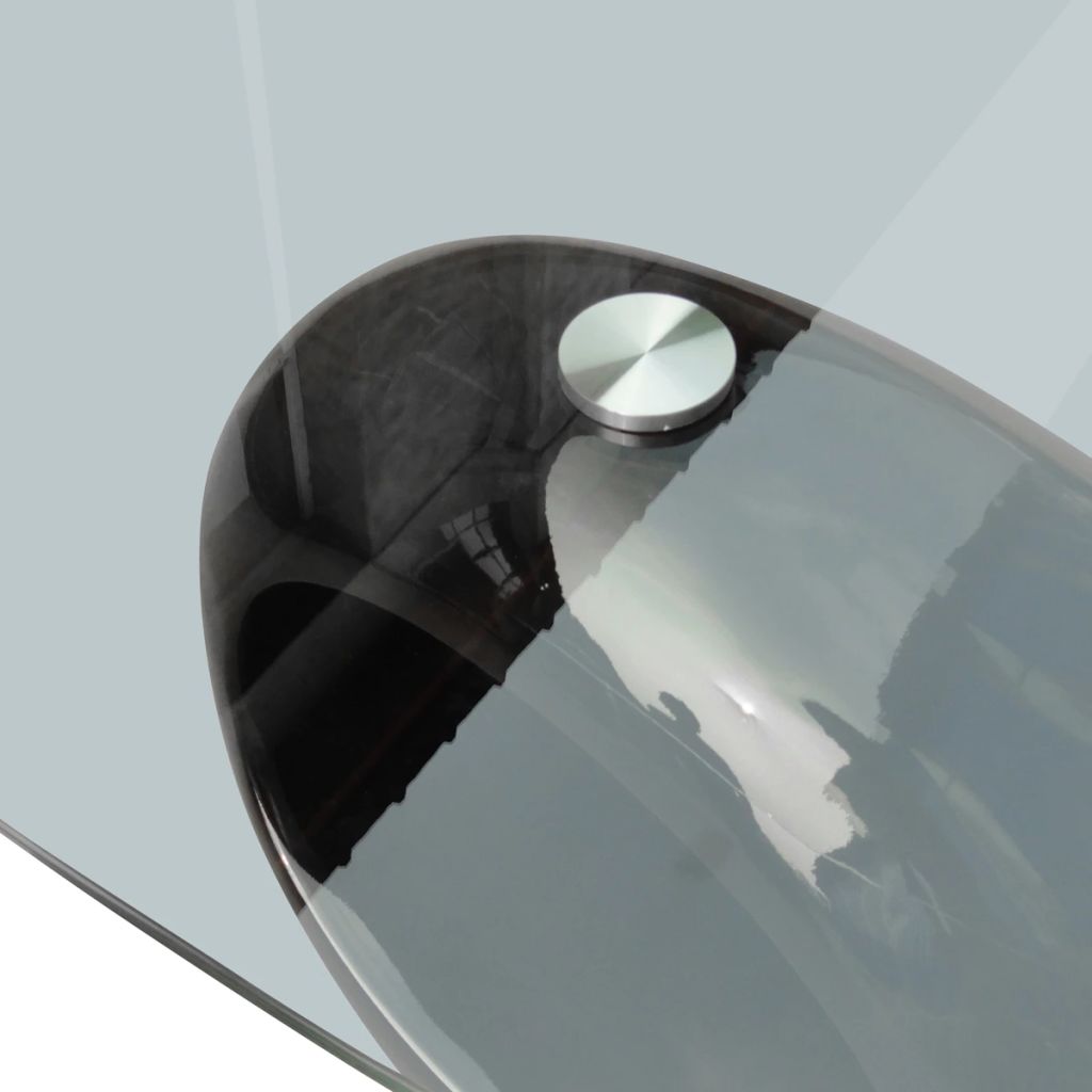 Vidaxl Table Basse Avec Dessus De Table En Verre Ovale Noir Brillant 240319