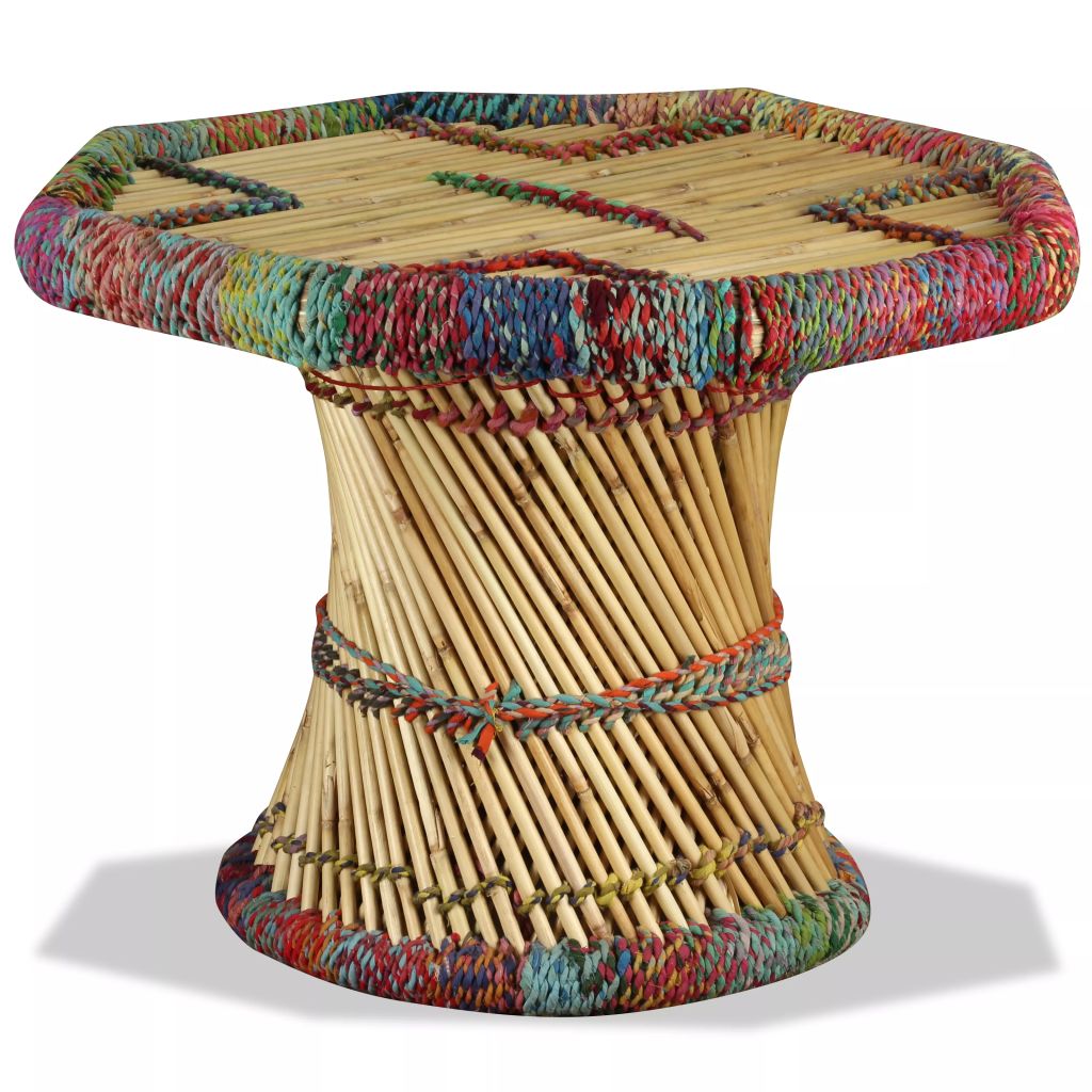 Vidaxl Table Basse Bambou Avec Details Chindi Multicolore