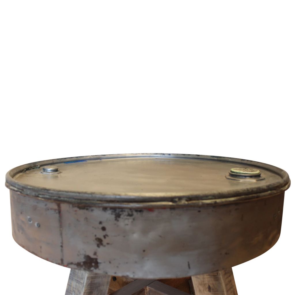 Table Basse En Bois De Recuperation Massif Vidaxl 60 X 45 Cm Gris Rond Salon