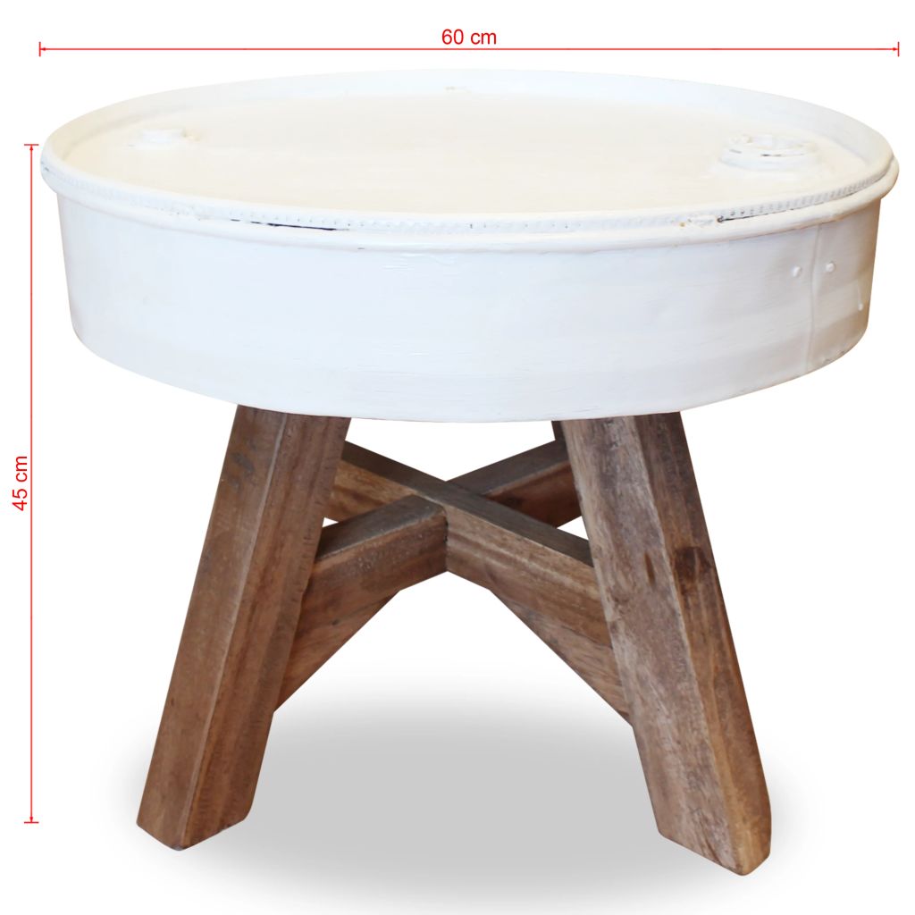 Vidaxl Table Basse Bois De Recuperation Massif 60 X 45 Cm Blanc