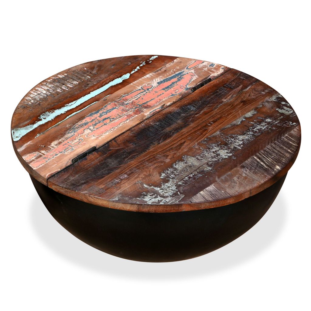 vidaXL Table basse Bois de recuperation massif Noir Forme de bol