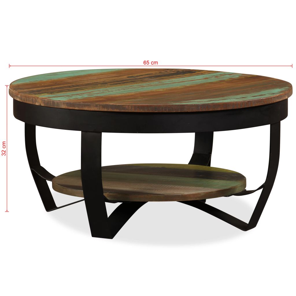 Vidaxl Table Basse Bois Massif De Recuperation 65 X 32 Cm