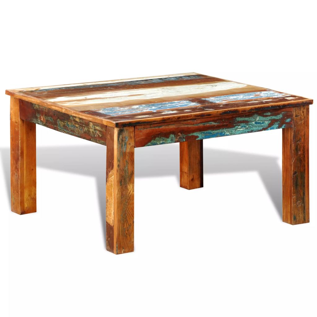 Vidaxl Table Basse Carree Bois De Recuperation