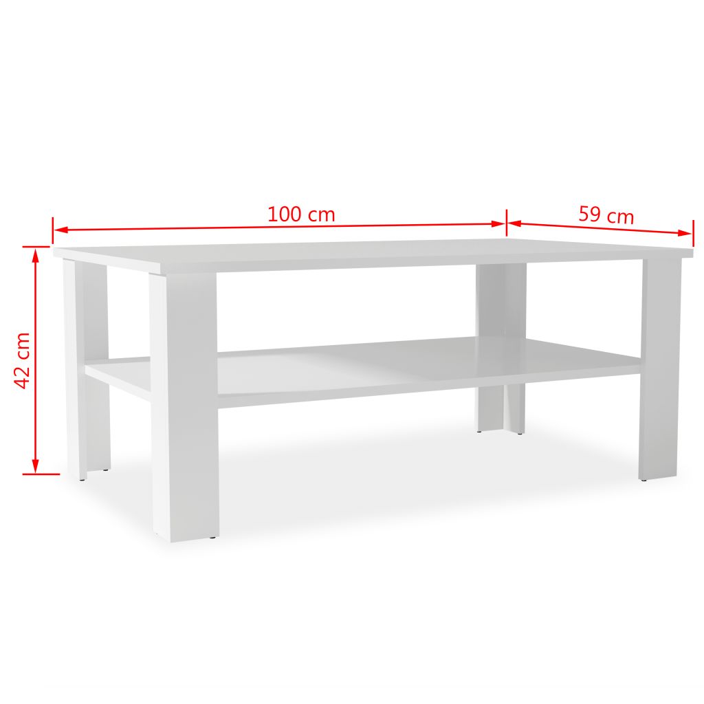 Vidaxl Table Basse En Agglomere 100 X 59 X 42 Cm Blanc