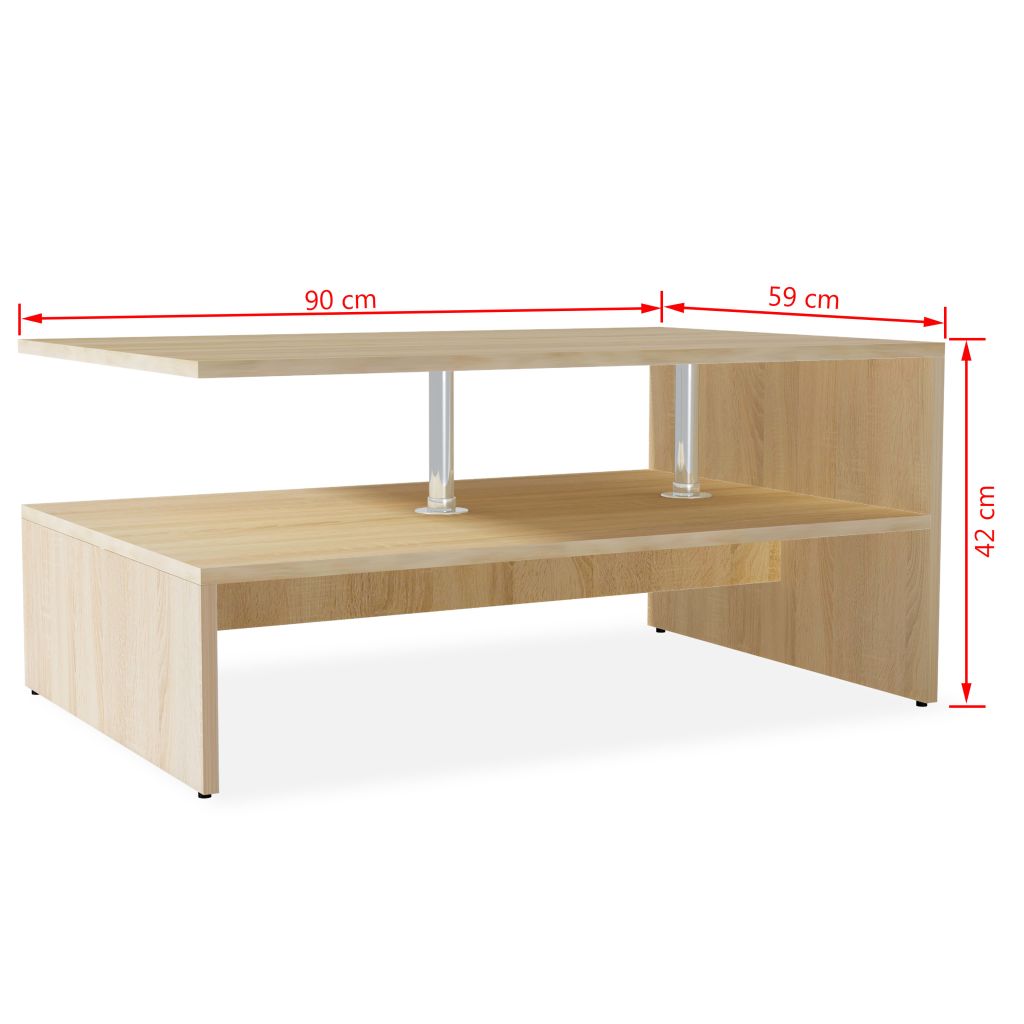 Table Basse En Agglomere Vidaxl Rectangulaire Chene Contemporain Design