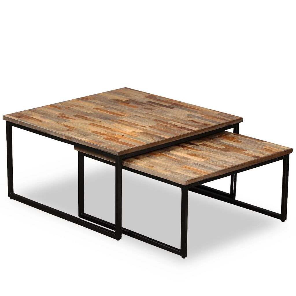 Vidaxl Table Basse Gigogne 2 Pcs Teck Massif De Recuperation