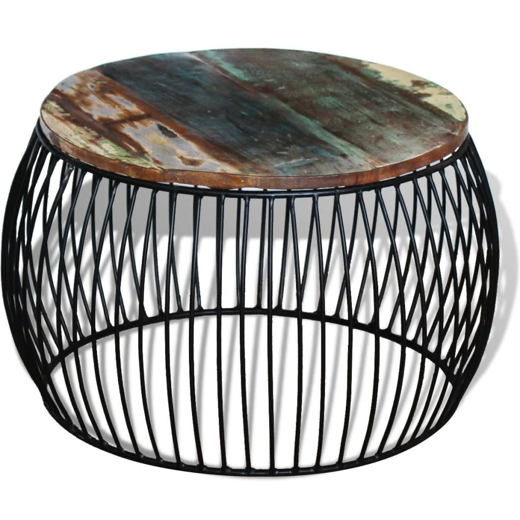Vidaxl Table Basse Ronde 68x37 Cm Bois De Recuperation Massif 243300