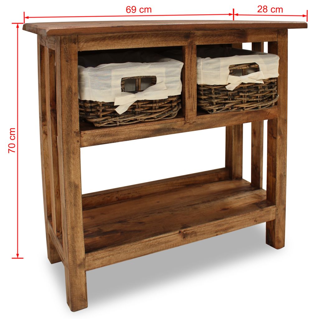 Vidaxl Table Console Bois De Recuperation Massif 69 X 28 X 70 Cm