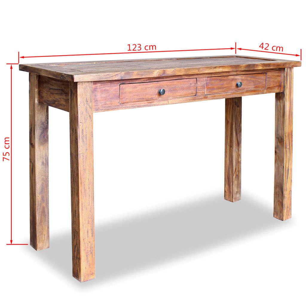 Vidaxl Table Console Bout De Canape Avec 2 Tiroirs Table Dappoint Avec Rangement Salon Entree Couloir Bois Dacajou 244494