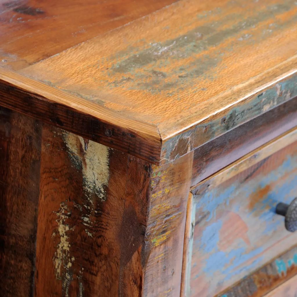 vidaXL Table de chevet avec 2 tiroirs Bois massif recycle