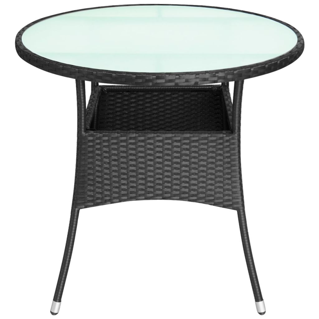 Vidaxl Table De Jardin Resine Tressee 80 X 74 Cm Noir