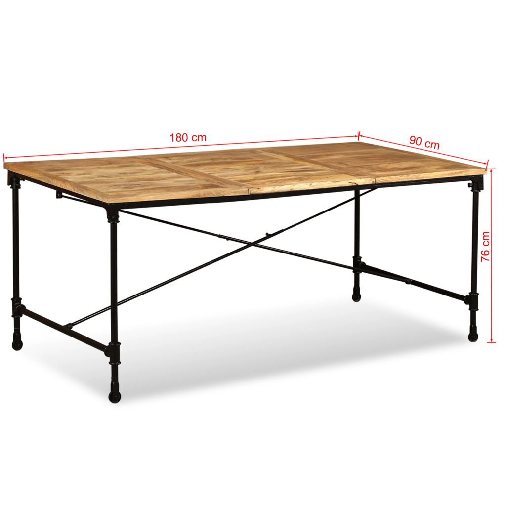 Vidaxl Table De Salle A Manger Bois De Manguier Massif 180 Cm